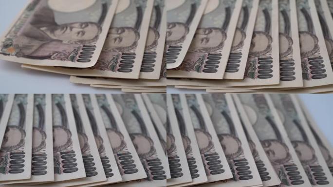 10000 JYP日本钞票的平移镜头