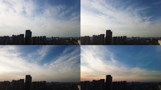城市天空蓝天白云日转夜延时摄影视频素材合