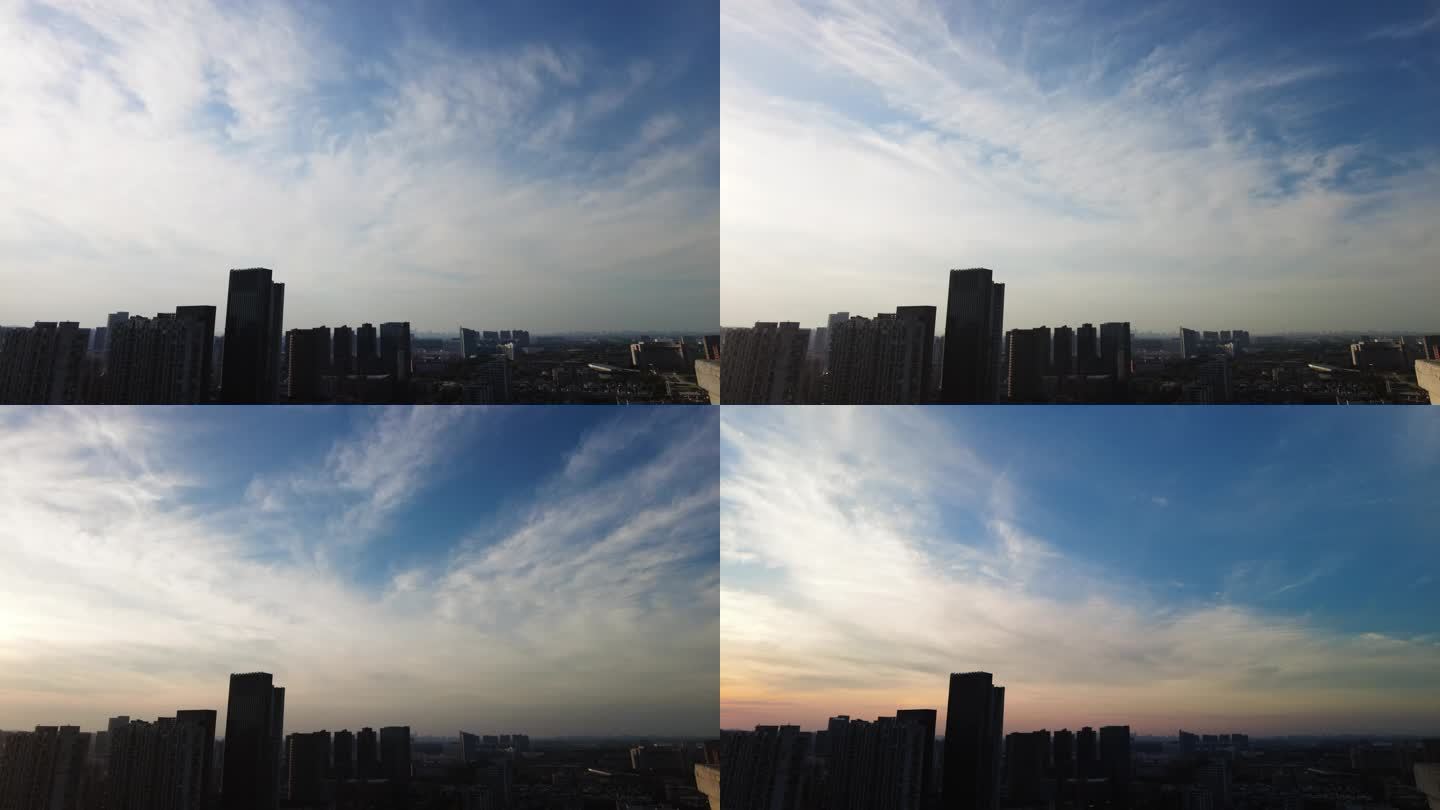 城市天空蓝天白云日转夜延时摄影视频素材合