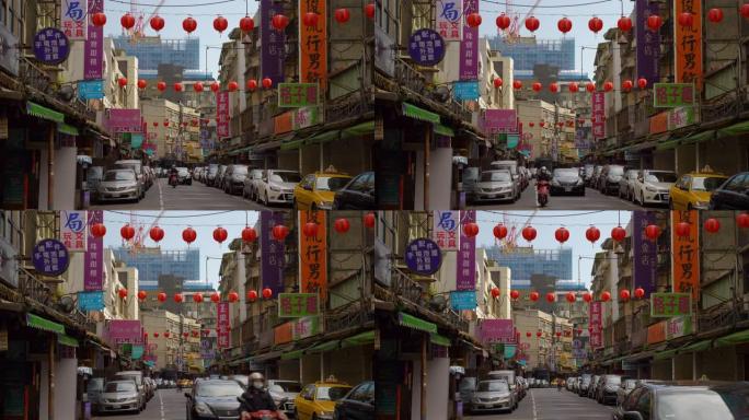 白天时间台北市著名夜市交通街全景4k台湾