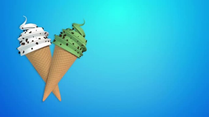 香草和薄荷巧克力片冰淇淋蛋卷 (包括Luma哑光，这样你就可以放自己的背景)