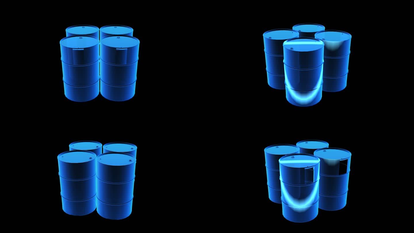 工业油桶容器全息蓝色科技通道素材