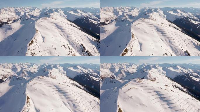 奥地利阿尔卑斯山滑雪胜地的鸟瞰图