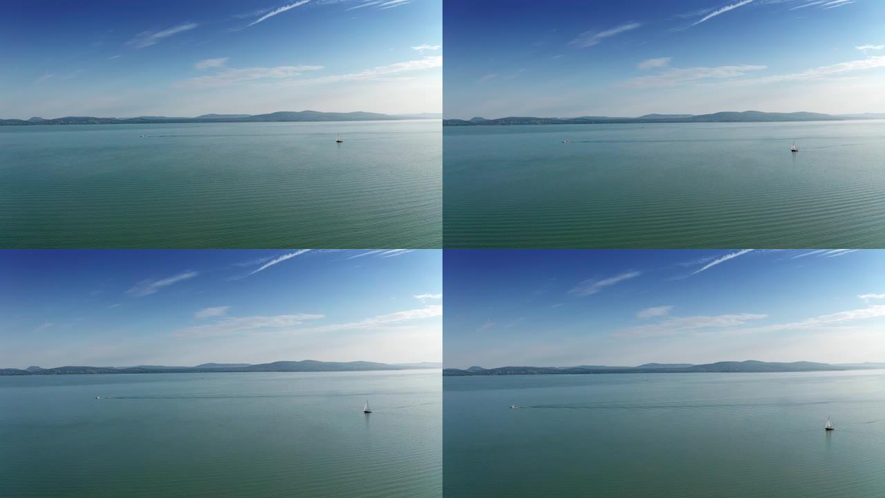 匈牙利巴拉顿湖的无人机镜头鸟瞰图