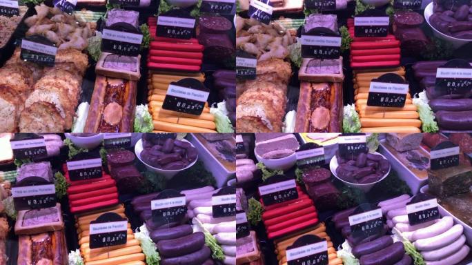 熟食-法国食品摊位上的肉制品