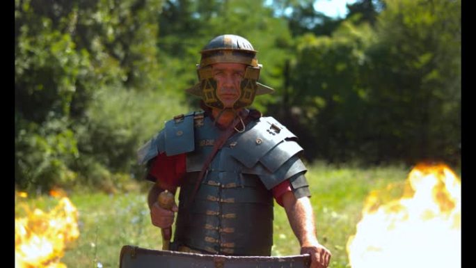 无畏的罗马士兵，装甲，超慢动作