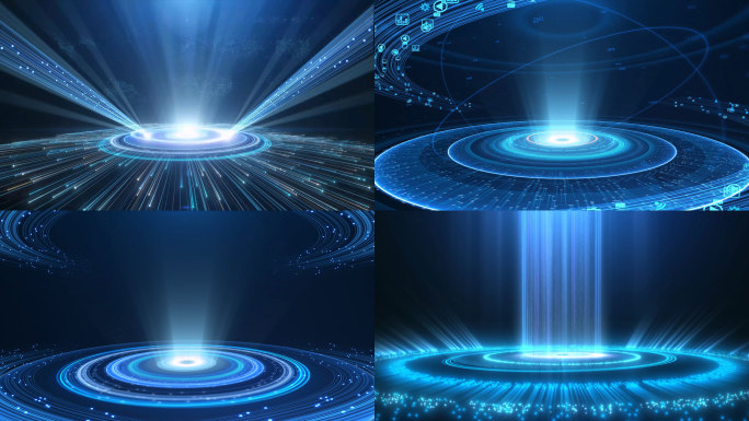 7款蓝色科技背景粒子元素光线素材模板