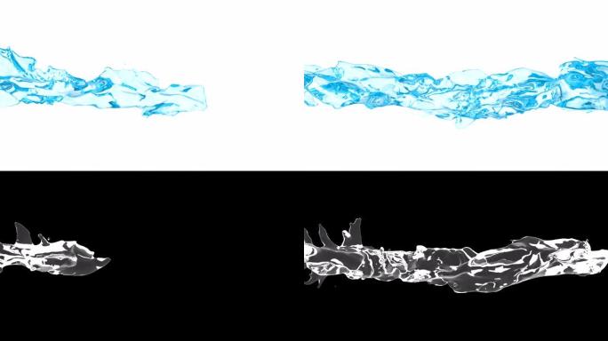 带有alpha层的蓝色水流的3D动画