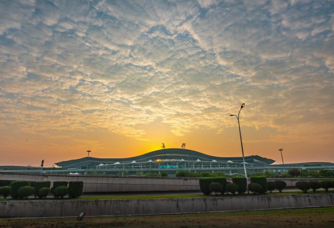 长沙机场T2航站楼日出延时