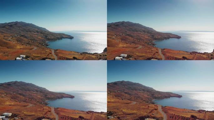 海和山景观鸟瞰图，克里特岛，希腊