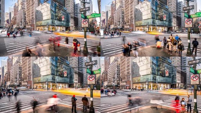 美国纽约市第五大道和西42街的T/L WS ZI十字路口