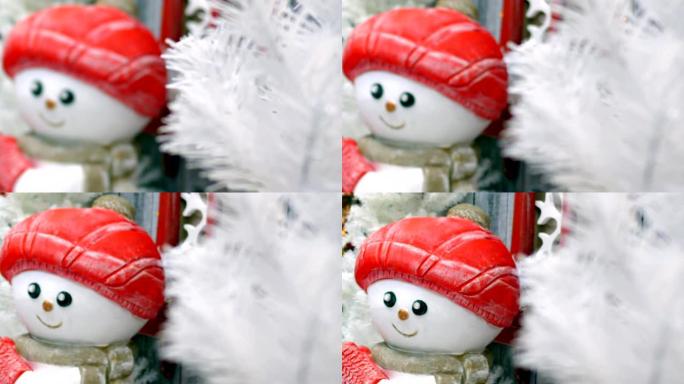 圣诞装饰与玩具雪人白色新年树
