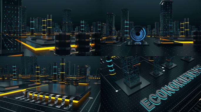 具有概念计量经济学的3D动画未来数字城市