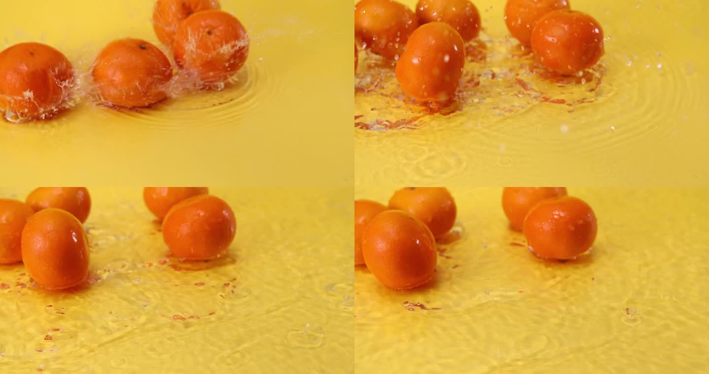 新鲜水果橙子掉入水中