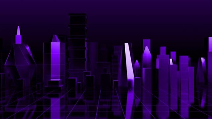 紫色循环抽象数字城市。技术和连接概念