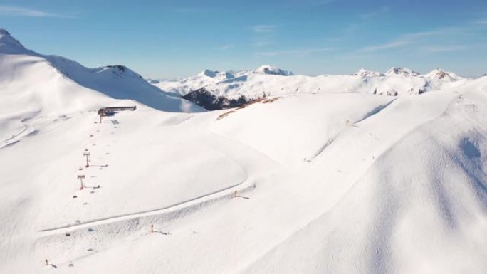 奥地利阿尔卑斯山滑雪胜地的鸟瞰图