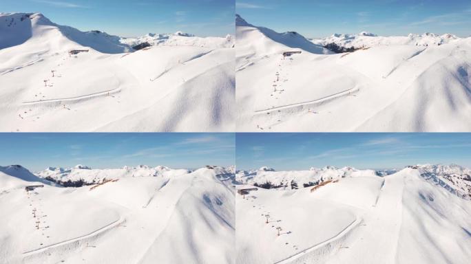奥地利阿尔卑斯山滑雪胜地的鸟瞰图