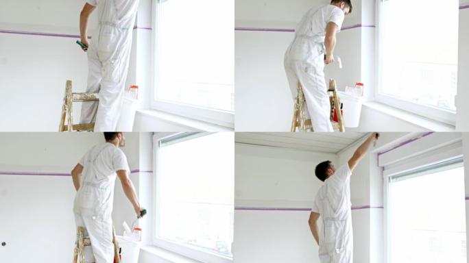 专业画家画一间白色的房间