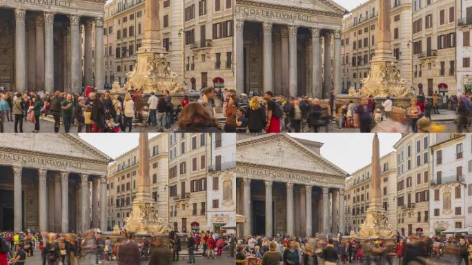 万神殿，具有里程碑意义的古罗马神庙教堂和罗马，意大利，欧洲的历史古墓，著名的古罗马历史旅游景点在广场