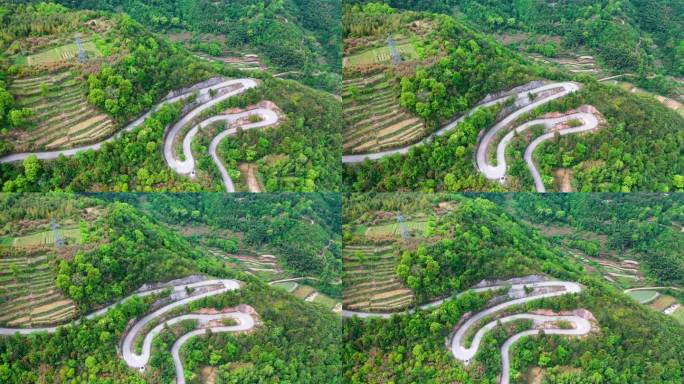 温岭去太湖山看杜鹃的盘山公路航拍视频素材