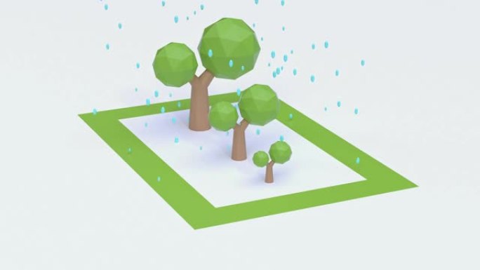 最小抽象运动树卡通风格环境概念3d渲染