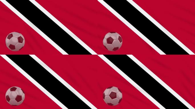 特立尼达和多巴哥的国旗和足球旋转，循环