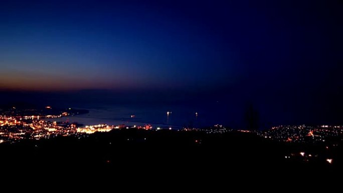 日本北海道小樽市夜景。