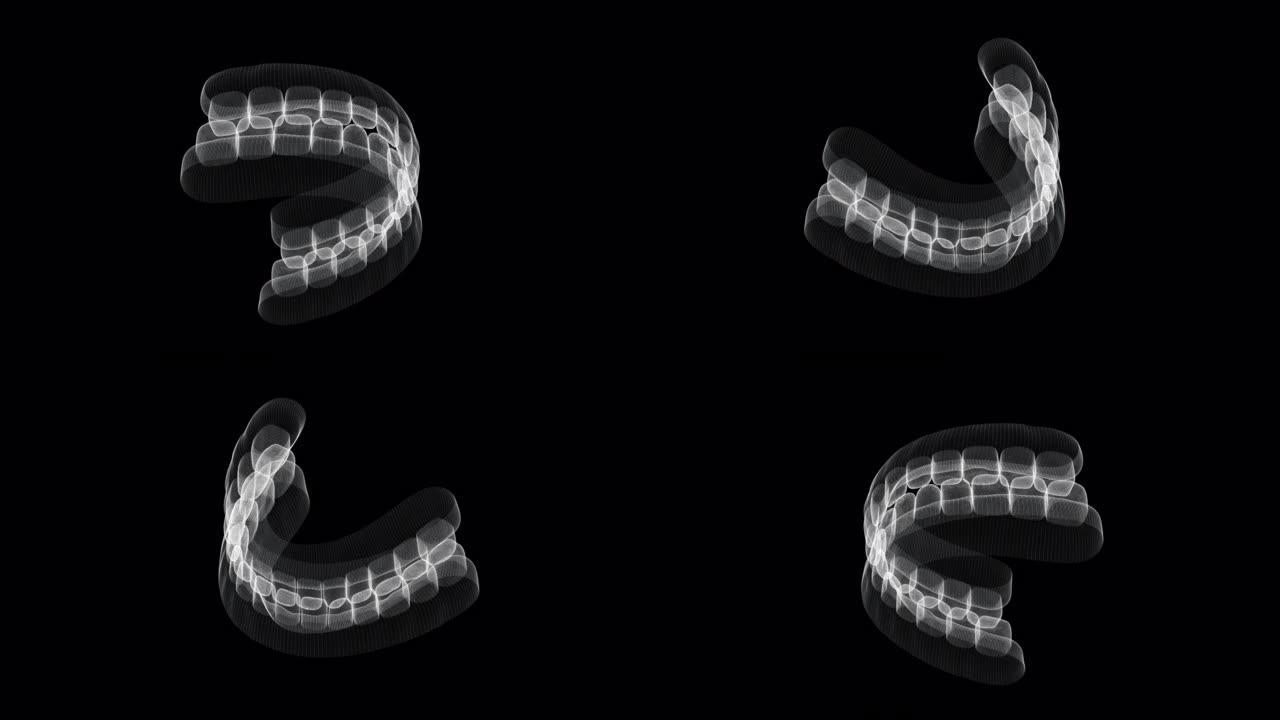 完整人体牙齿环的全息屏幕3d