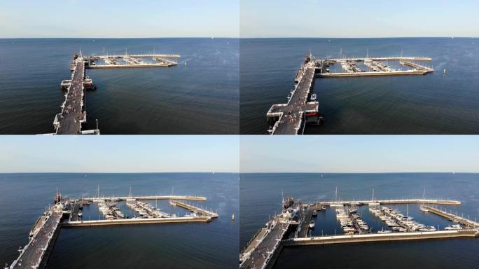 波兰索波特海港 (Sopot/Molo w Sopocie码头) 美丽的风景视频，由无人机摄像机拍摄