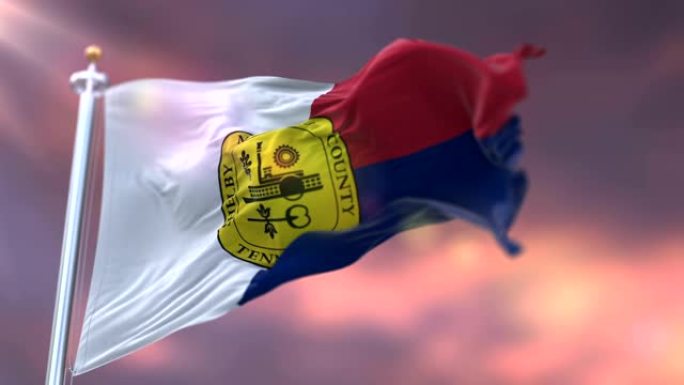 美利坚合众国田纳西州市日落时的孟菲斯国旗
