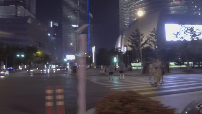 车子窗外镜头 夜景 上海