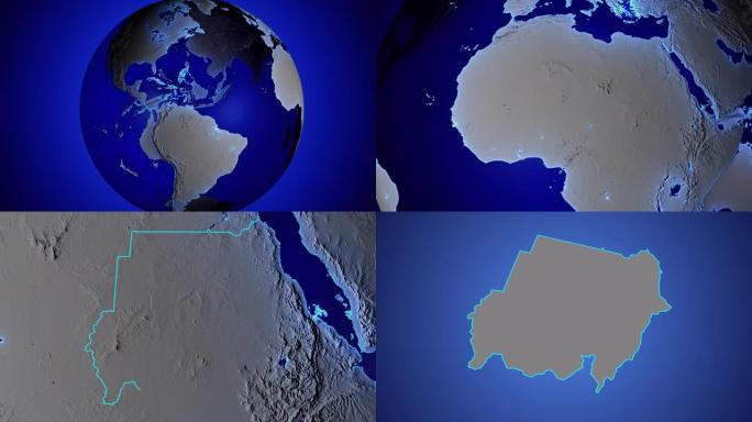 地球与苏丹边界透明