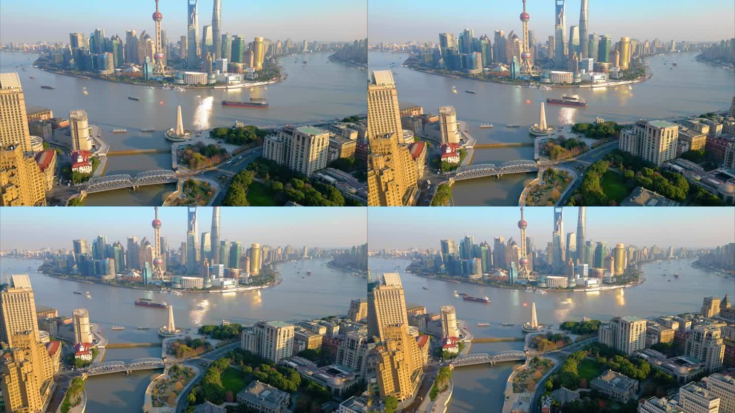上海外滩黄浦江苏州河车流船只延时风景视频