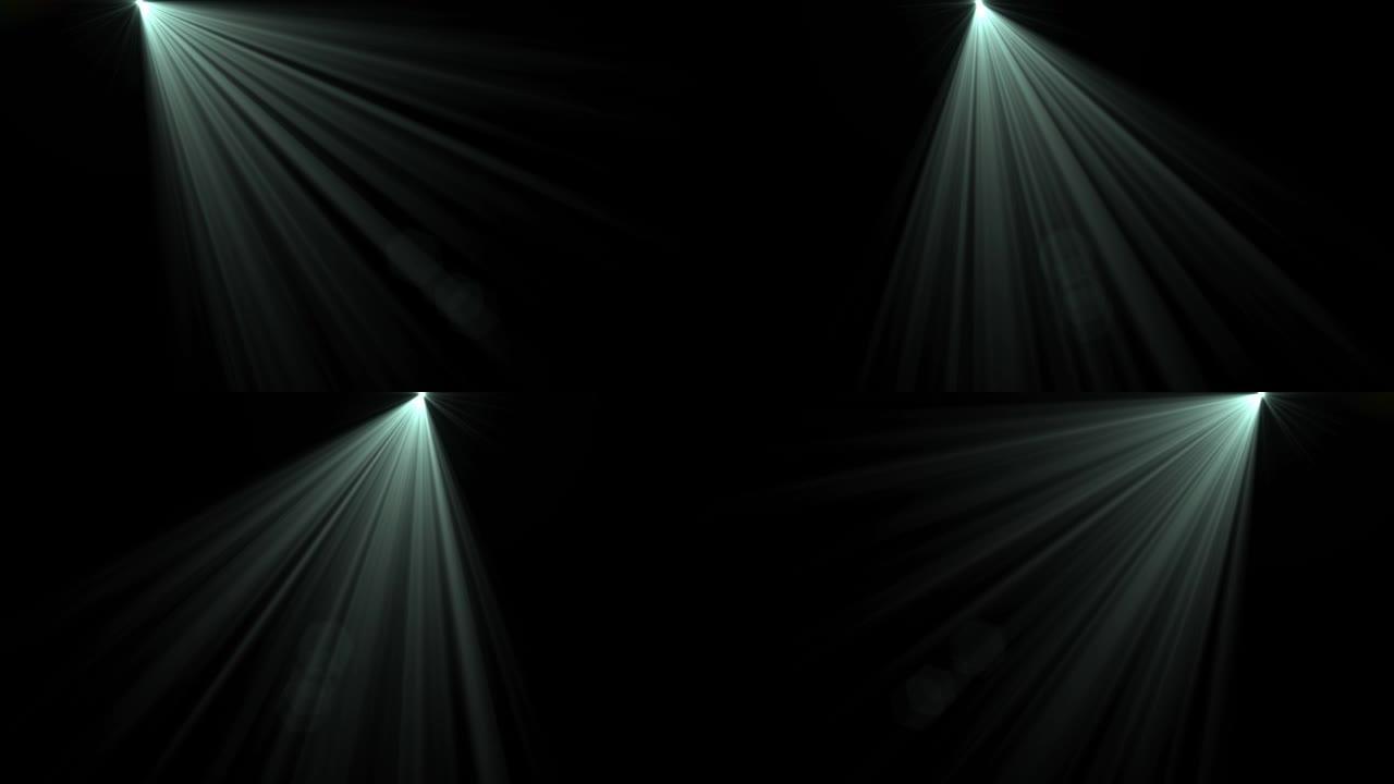 黑色背景上的移动镜头光斑效果。4k动画。