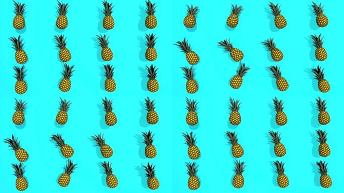 菠萝水果的彩色图案 -- 3D元素，4k无环圈隔离，非常适合数字构图