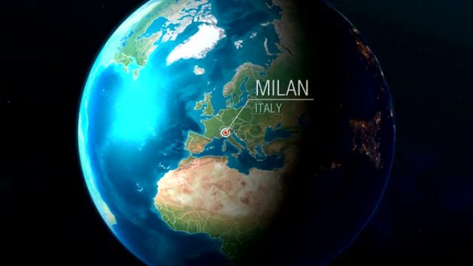 意大利-米兰-从太空到地球的缩放