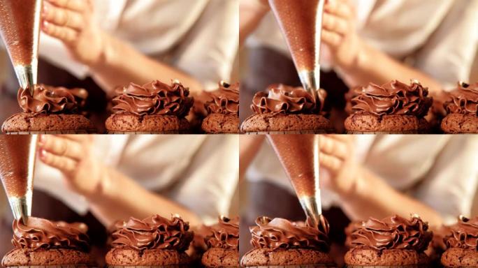 鞭子滚边技巧糖果巧克力纸杯蛋糕