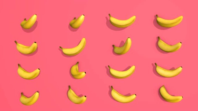 香蕉水果的彩色图案-3D元素，4k无环圈隔离，非常适合数字构图