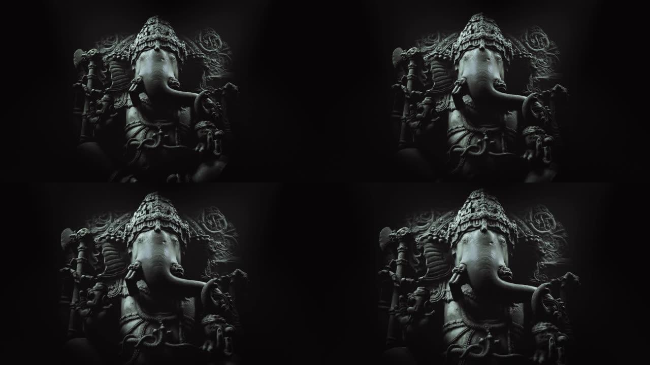 印度教象头神甘尼萨雕塑特写。系列。