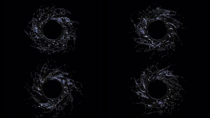 水在自己周围旋转。中心的洞，