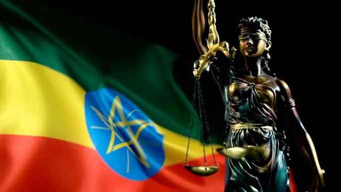 有埃塞俄比亚国旗的正义雕像