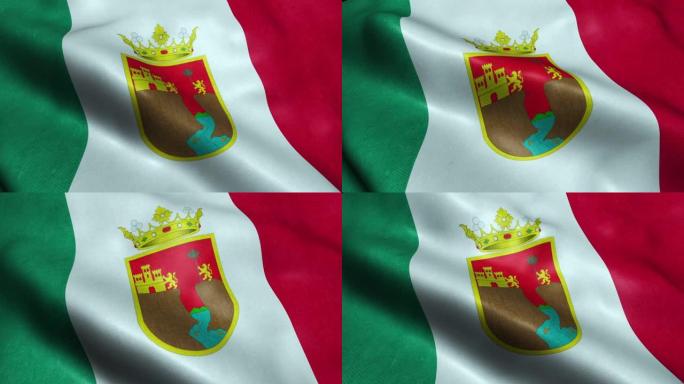 墨西哥恰帕斯州的旗帜无缝循环摆动动画
