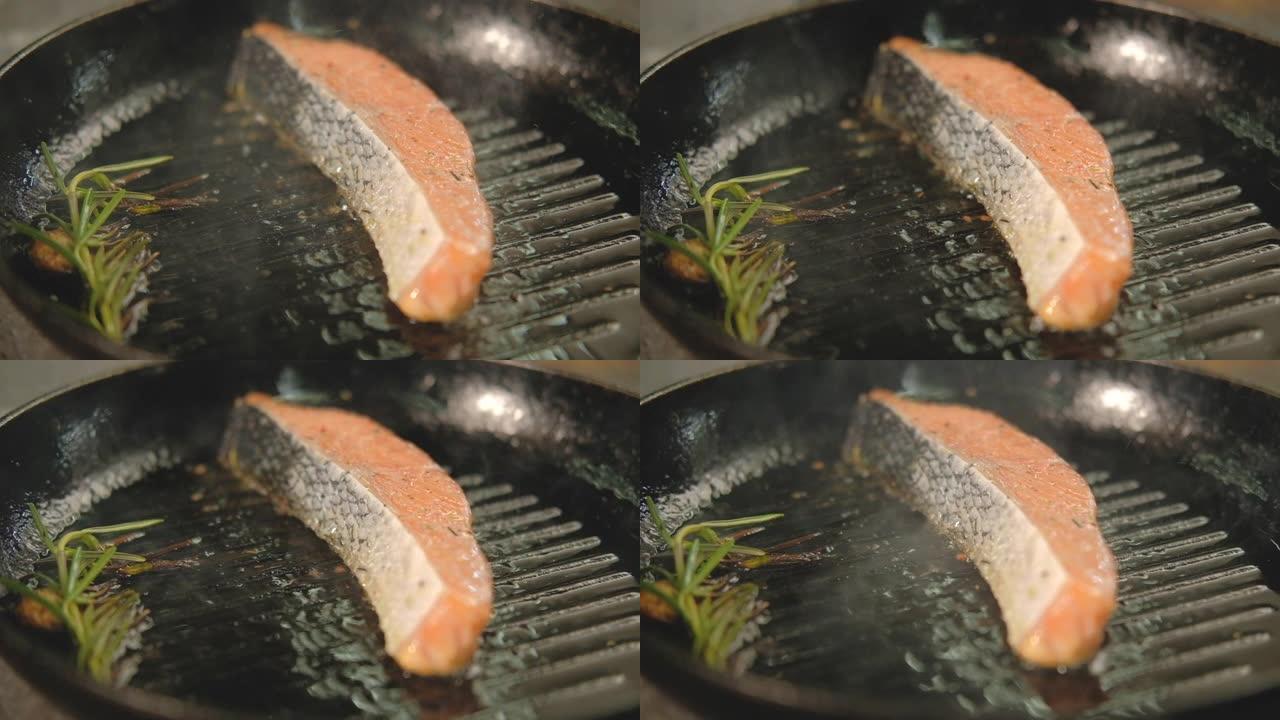 食物烹饪鱼粉鲑鱼鳟鱼鱼片油炸