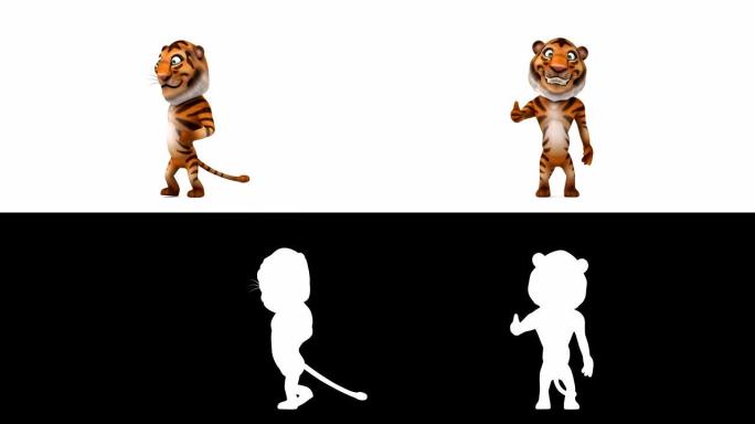 有趣的老虎走路和竖起大拇指-3D动画
