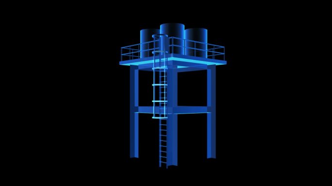工业水塔全息蓝色科技通道素材