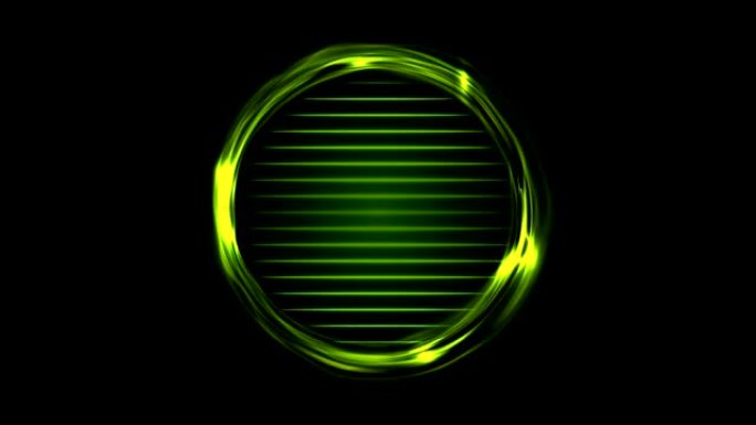 绿色发光电环和霓虹灯线视频动画