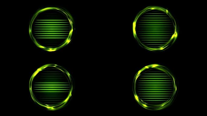 绿色发光电环和霓虹灯线视频动画