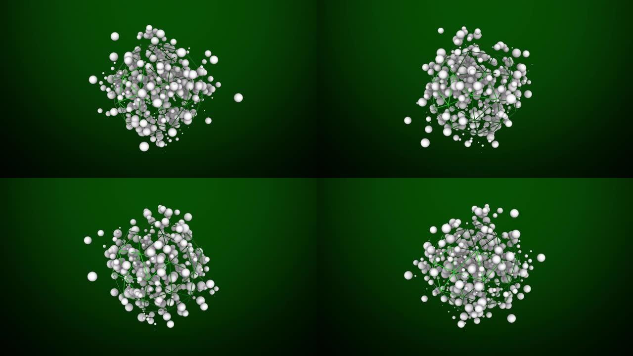 4k绿线球体和圆点可循环