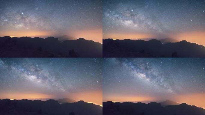 从拉帕尔玛 (La Palma) 看到的天空中上升的银河系