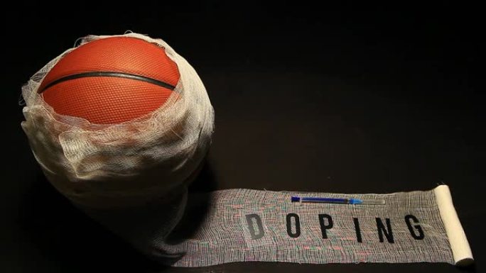 篮球绷带注射器兴奋剂文本黑暗背景没有人高清镜头